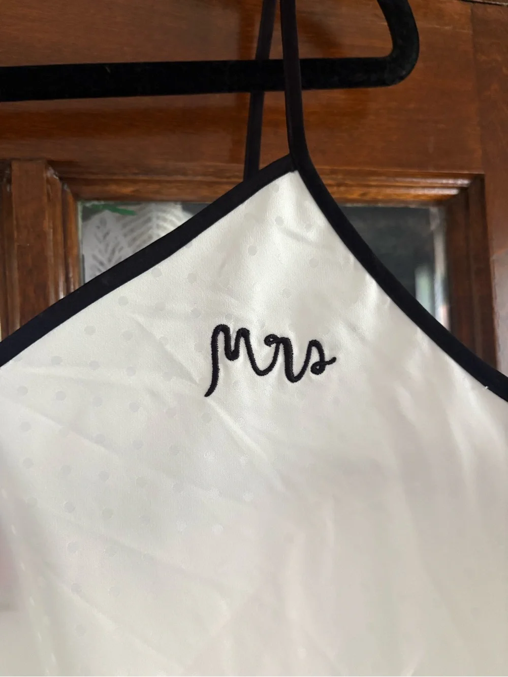 Kate Spade New York “Mrs.” Embroidered Satin Bridal Cami Top White Swiss Dot XS